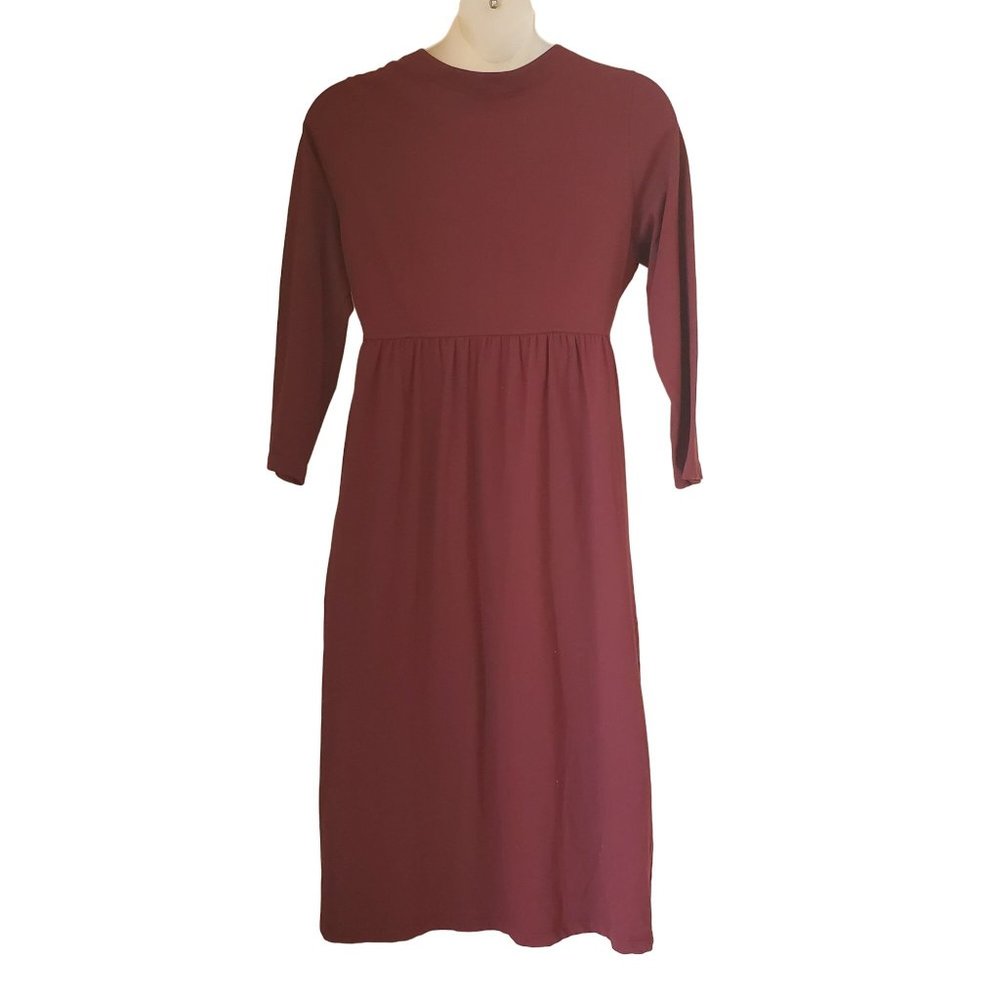 LL Bean LP Burgundy Long Maxi House Dress Modest Home School Church Granola - Picture 2 of 5